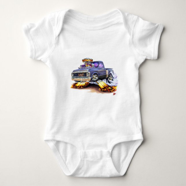 1970-72 Chevy C10 Grey Truck Baby Bodysuit (Front)