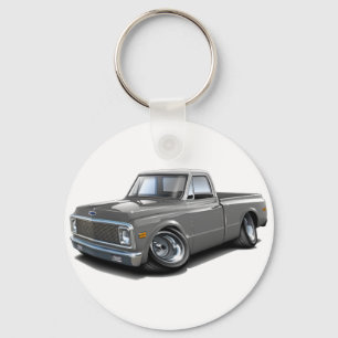 1970-72 Chevy C10 Grey-White Top Truck Keychain