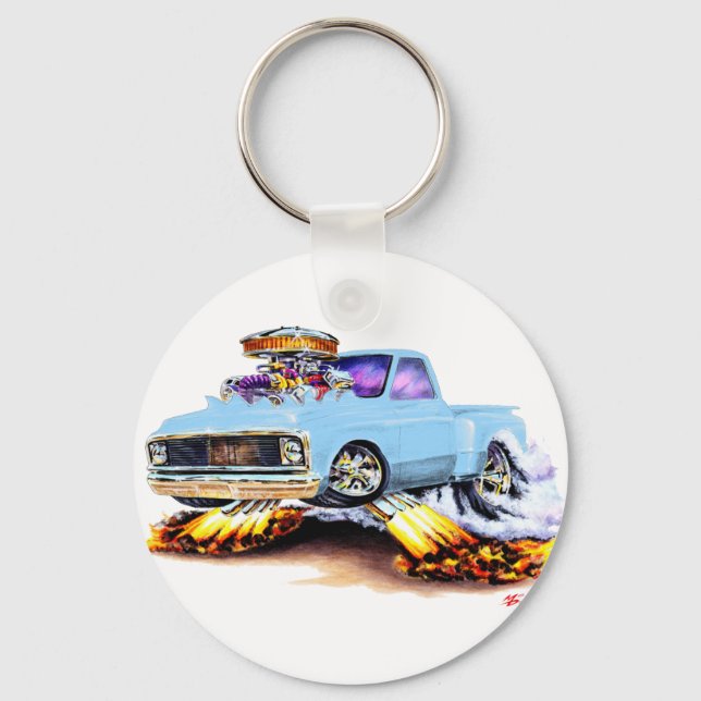 1970-72 Chevy C10 Light Blue Truck Keychain (Front)