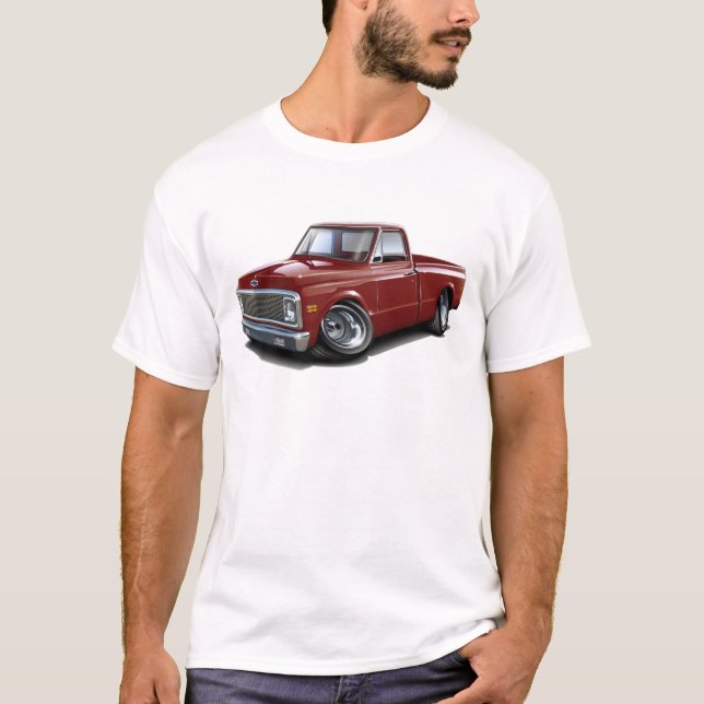 1970-72 Chevy C10 Maroon Truck T-Shirt (Front)