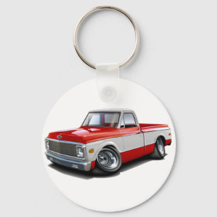 1970-72 Chevy C10 Red-White Truck Keychain