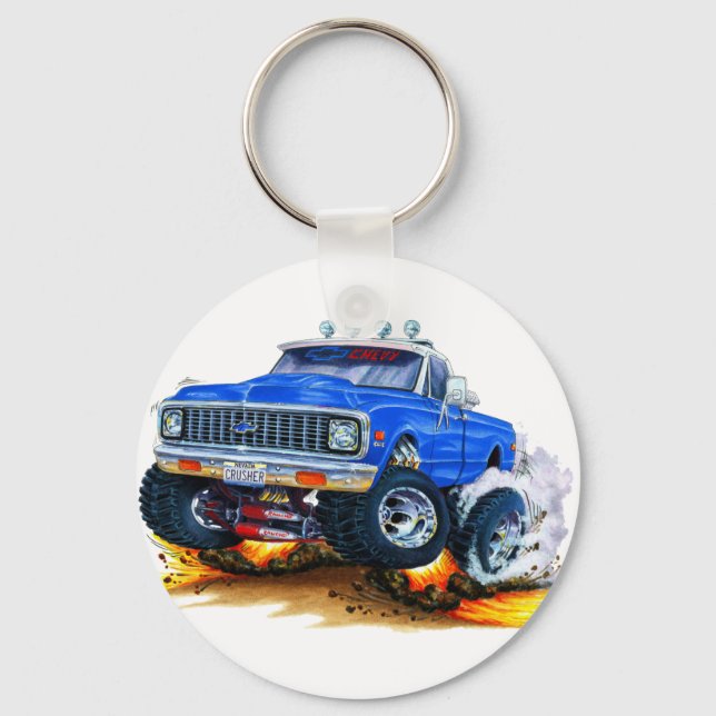 1970-72 Chevy CK1500 Blue Truck Keychain (Front)