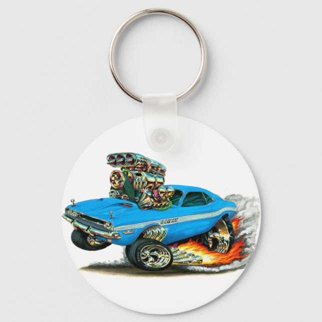 1970-72 Dodge Challenger Lt Blue Car Keychain (Front)