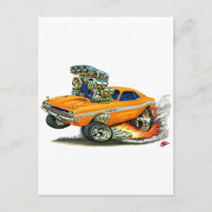 1970-72 Dodge Challenger Orange Car Postcard