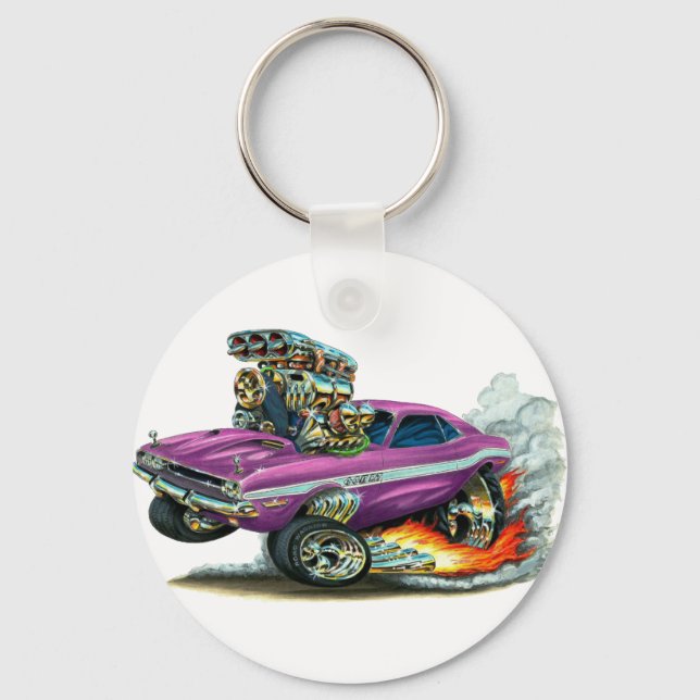 1970-72 Dodge Challenger Purple Car Keychain (Front)