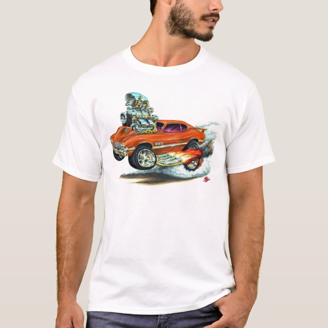 1970-72 Olds Cutlass 442 Orange Car T-Shirt (Front)
