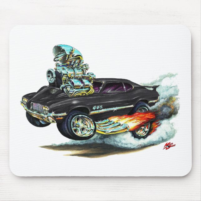 1970-72 Oldsmobile Cutlass 442 Black Car Mouse Pad (Front)