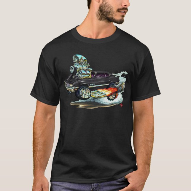1970-72 Oldsmobile Cutlass 442 Black Car T-Shirt (Front)