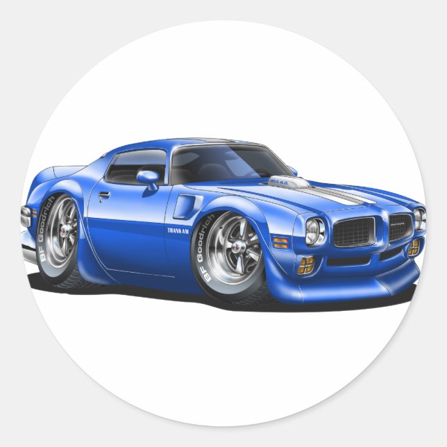 1970/72 Trans Am Blue Car Classic Round Sticker (Front)