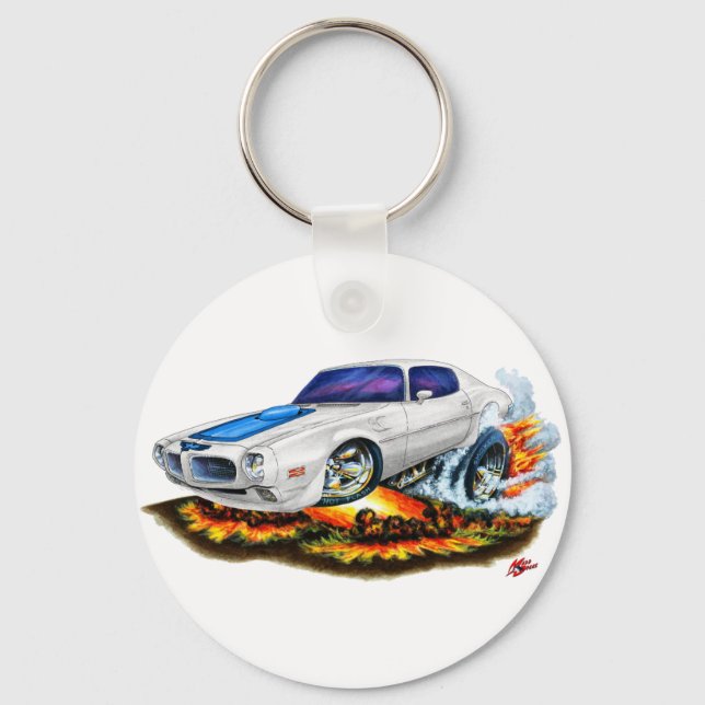 1970-72 Trans Am White Car Keychain (Front)