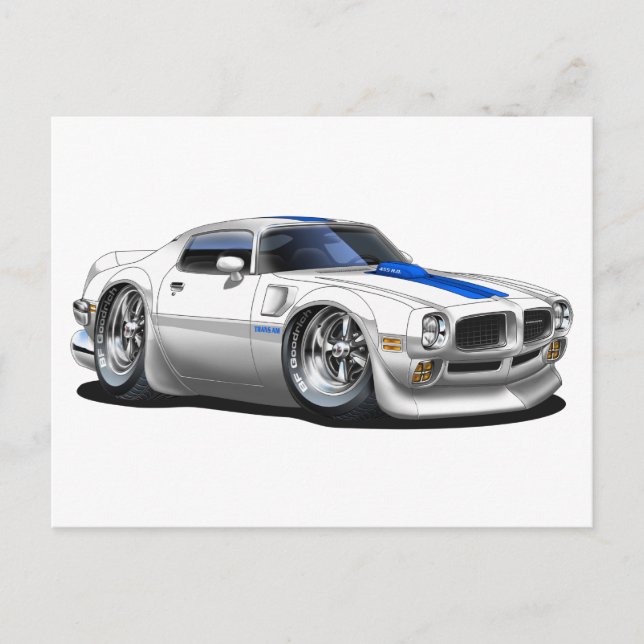 1970/72 Trans Am White Car Postcard (Front)