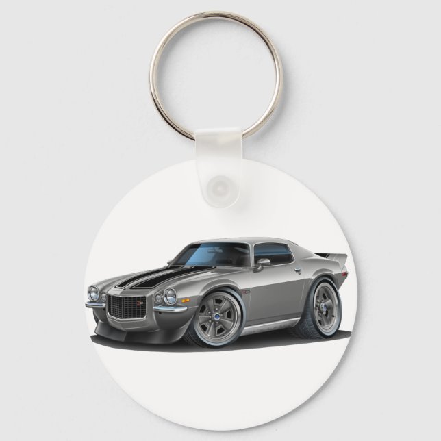1970-73 Camaro Sil/Blk Car Keychain (Front)