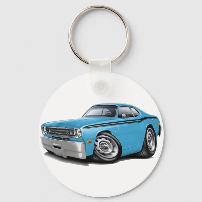 1970-74 Duster Lt Blue-Black Car Keychain (Front)