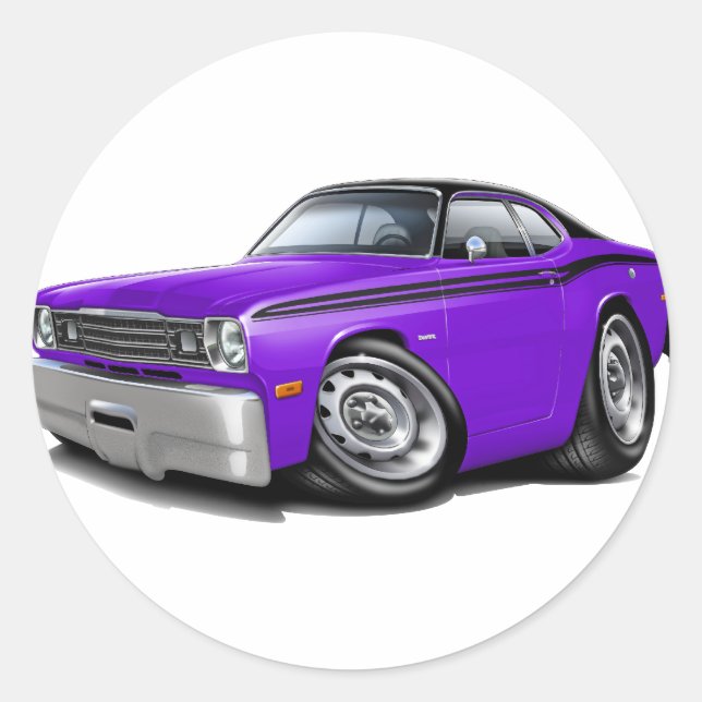 1970-74 Duster Purple-Black Top Car Classic Round Sticker (Front)