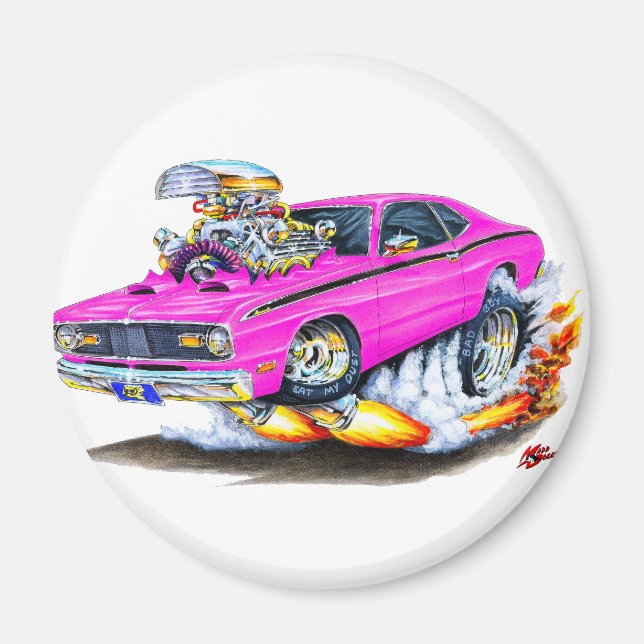 1970-74 Plymouth Duster Pink Car Magnet (Front)