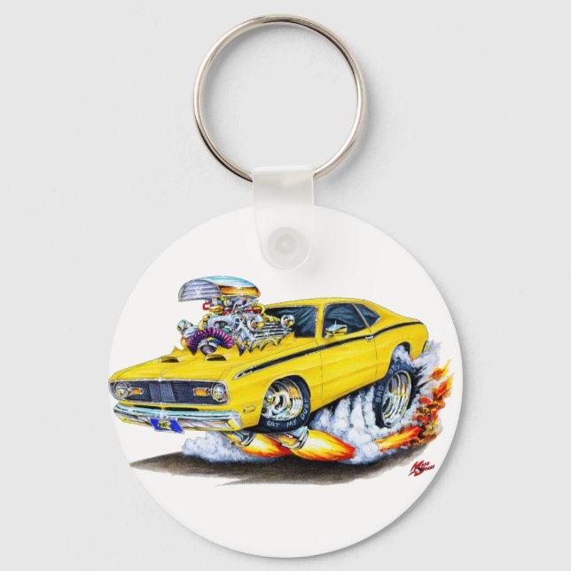 1970-74 Plymouth Duster Yellow Car Keychain (Front)
