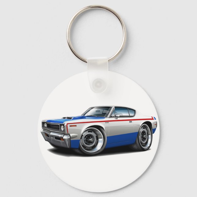 1970 AMC Rebel Machine Red-White-Blue Car Keychain (Front)