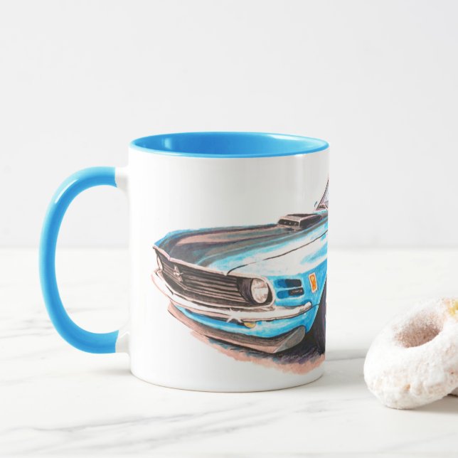 1970 Blue Mustang Mug (With Donut)