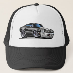 1970 Chevelle Black-White Car Trucker Hat
