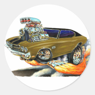 1970 Chevelle Brown Car Classic Round Sticker