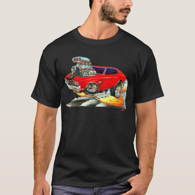 1970 Chevelle Red-Black Car T-Shirt (Front)