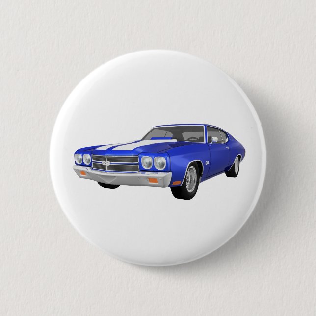 1970 Chevelle SS: Blue Finish: 2 Inch Round Button (Front)