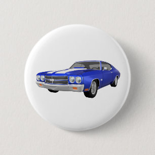 1970 Chevelle SS: Blue Finish: 2 Inch Round Button