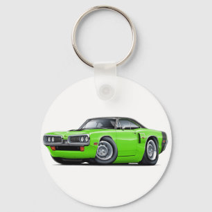 1970 Coronet RT Lime-Black Top Hood Scoop Car Keychain
