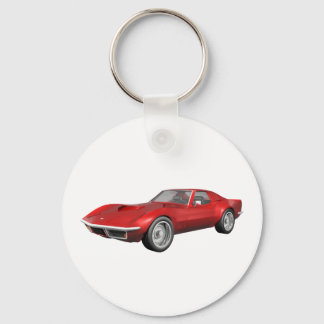 1970 Corvette Sports Car: Red Finish Keychain