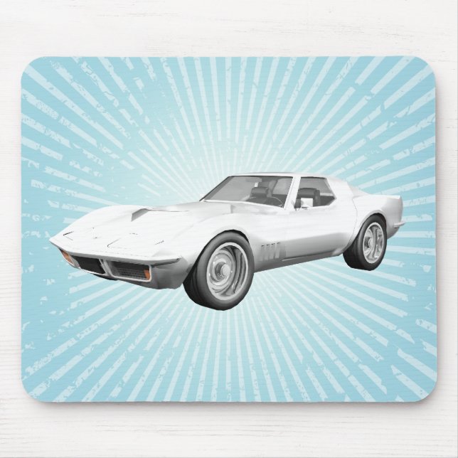 1970 Corvette Sports Car: White Finish: Mousepad (Front)