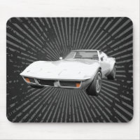 1970 Corvette Sports Car: White Finish: Mousepad