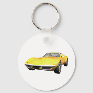 1970 Corvette Sports Car: Yellow Finish Keychain
