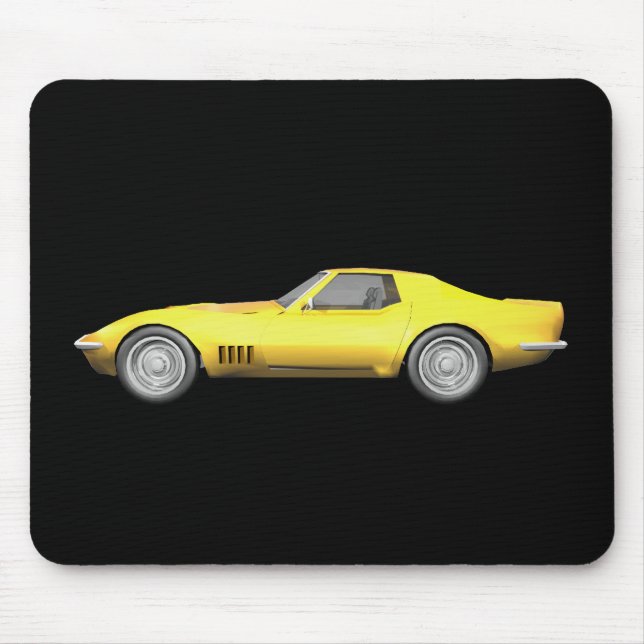 1970 Corvette Sports Car: Yellow Finish Mouse Pad (Front)