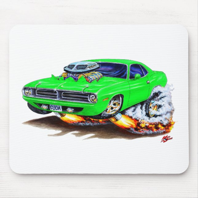 1970 Cuda Green Car Mouse Pad (Front)