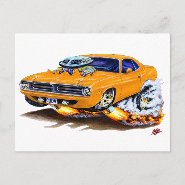 1970 Cuda Orange Car Postcard (Front)