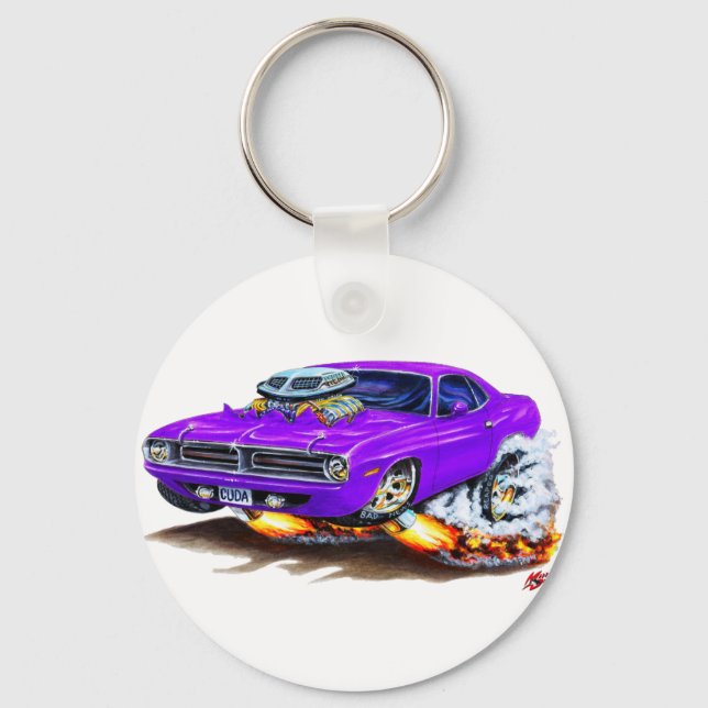 1970 Cuda Purple Car Keychain (Front)