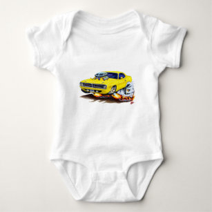 1970 Cuda Yellow Car Baby Bodysuit