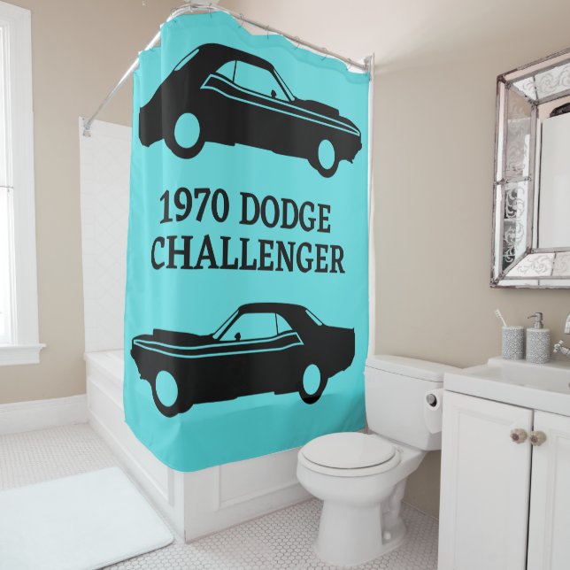1970 Dodge Challenger Muscle Car Shower Curtain (In Situ)