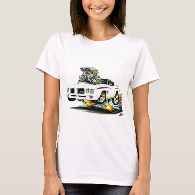 1970 GTO Judge White Car T-Shirt (Front)