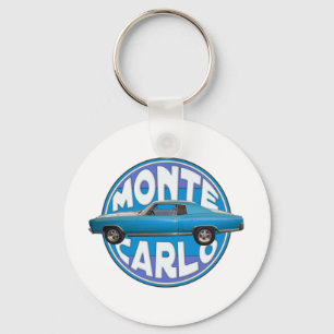 1970 monte carlo chevy blue keychain