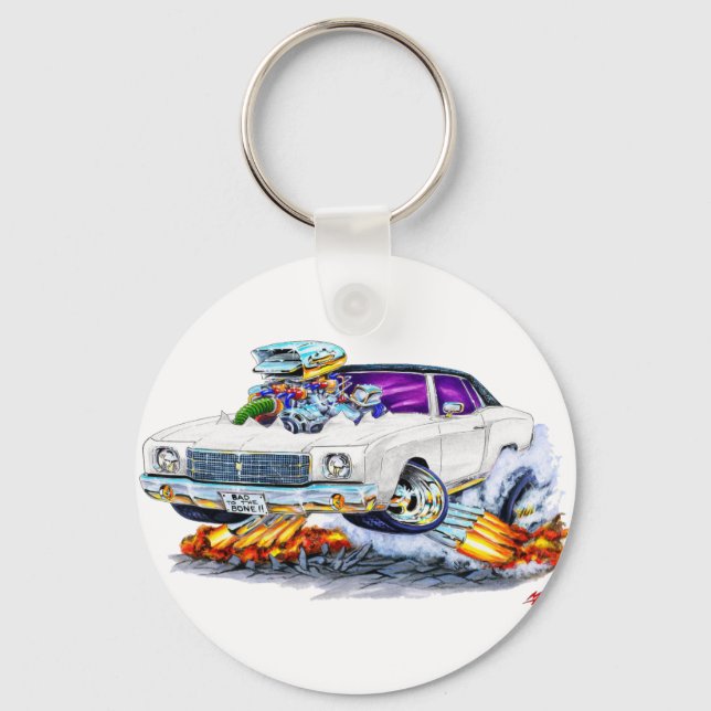 1970 Monte Carlo White Car Keychain (Front)