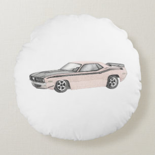 1970 Plymouth Barracuda Round Pillow