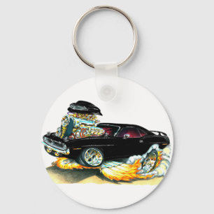 1970 Plymouth Cuda Black Car Keychain