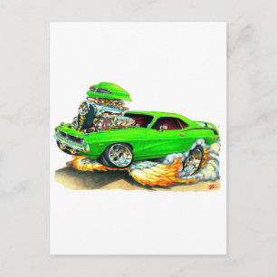 1970 Plymouth Cuda Green Car Postcard