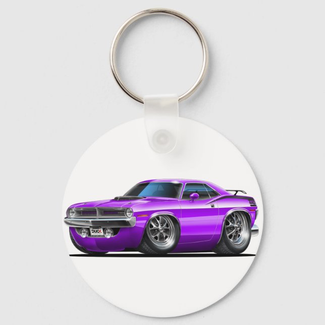 1970 Plymouth Cuda Purple Car Keychain (Front)