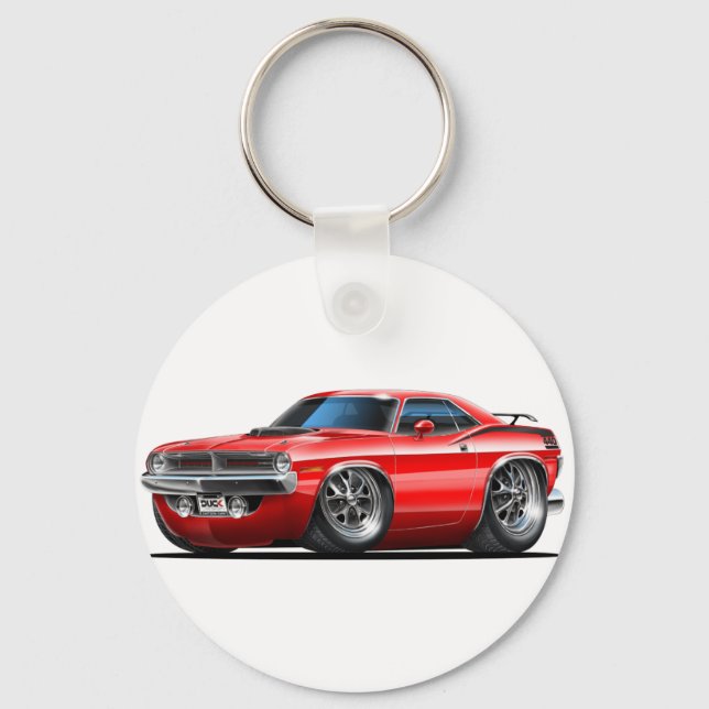 1970 Plymouth Cuda Red Car Keychain (Front)