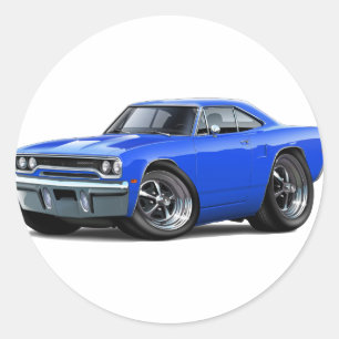 1970 Roadrunner Blue Car Classic Round Sticker
