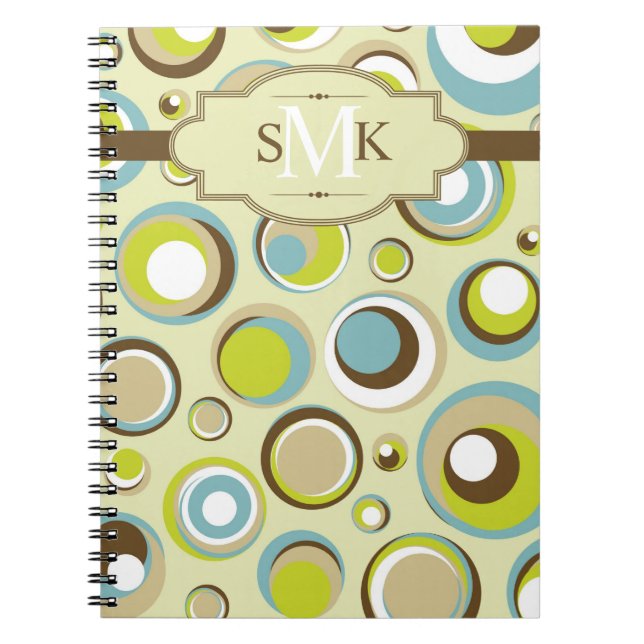 1970’s Retro Circle Pattern Print Spiral Notebook (Front)