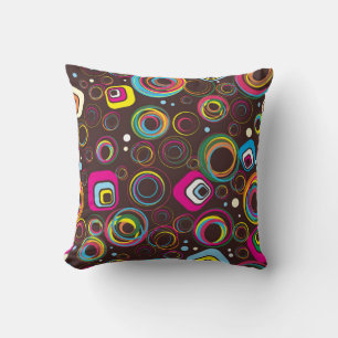 1970’s Retro Circle Square 1950 Couch Throw Pillow