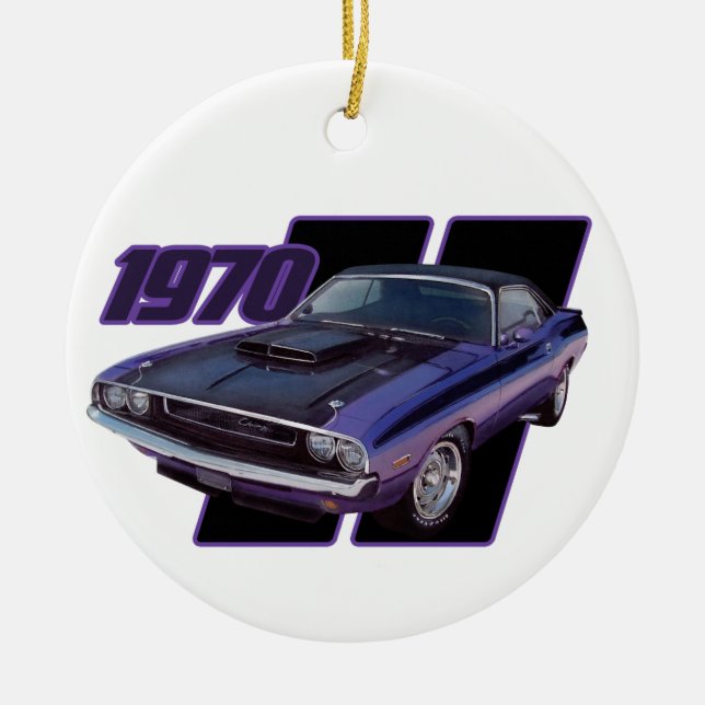 1970 Stripes Ceramic Ornament (Front)